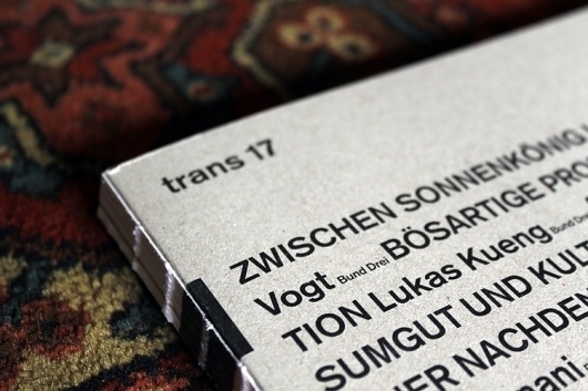 Trans 17 | Studio Reizundrisiko, Contemporary Graphic Design, Switzerland #malterre #eberle #vogt #trger #gnther #eberhard #dietmar #bund #charlotte #barthes