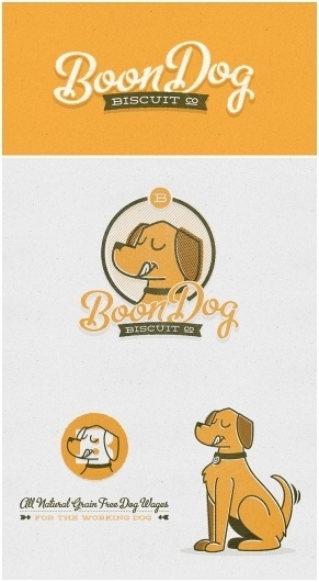 Joel Felix - Boon Dog Biscuit Co. - Boon Dog Biscuit Co. #script #typography #yellow #orange #illustration #vintage #biscuit #dog