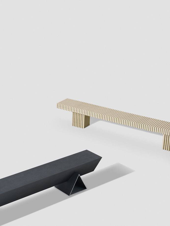 Solid Textile Board Benches by Max Lamb