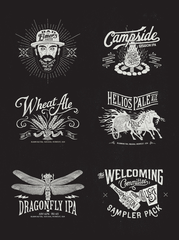 Upland Brewing Co. on Behance #beer #hipster #dragonfly #illustration #brewing #ale #ipa #wheat