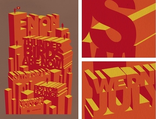 Spike Press #enon #print #design #birds #illustration #thunder #poster