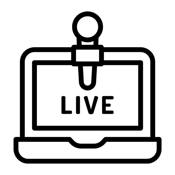 See more icon inspiration related to live, news, laptop, news report, electronics, communications, information, microphone, screen, technology, application and computer on Flaticon.