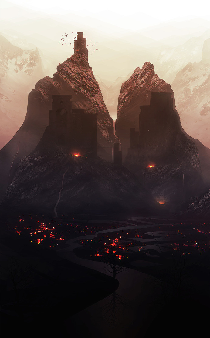 Orelf #brooding #landscape #illustration #concept #industrial #art #gloomy #dark #beauty