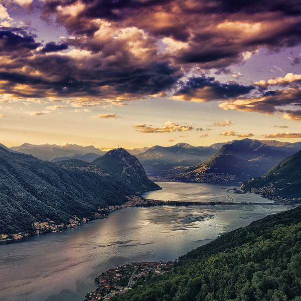 Photograph Swiss sunset by Edgar Romanovskis on 500px #clouds #photography #nature #river #trees