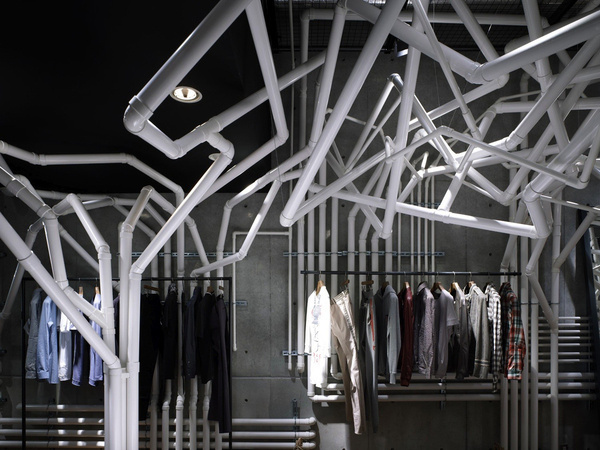 Nature Factory / Suppose Design Office #store #white #pipe #tree