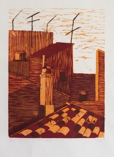 n.wise #woodcut #architecture #landscape