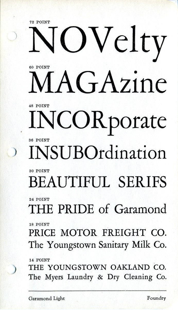 Garamond Light type specimen #type #garamond #specimen