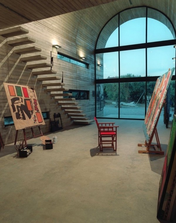 Art studio with interior workplace #sculptures #architecture #warehouse #art #paintings #studio #artist