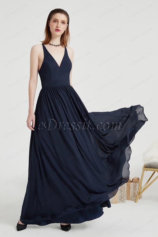 eDressit Blue V-Cut Back Lace Party Long Evening Dress (00203805)