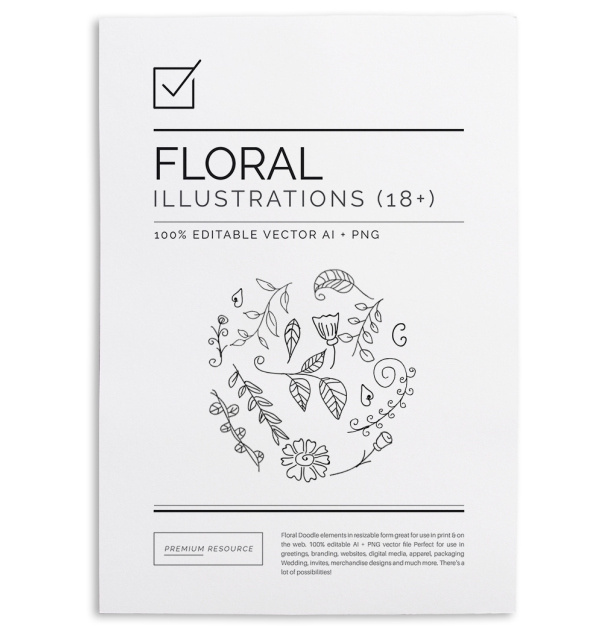 Floral Doodle Vectors Vol.1 $8.00 Floral Doodle Vectors in 100% editable .AI vector as well as 300 DPI high resolution .PNG image format. Th