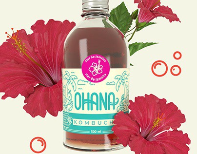 Ohana Kombucha label design