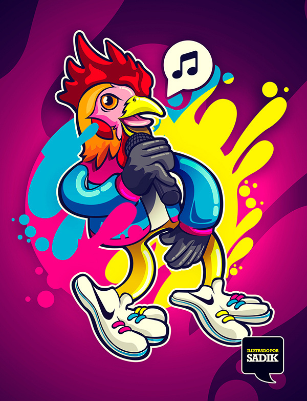 MC ROOSTER on Behance #rooster #vector #sadik #mexico #music #illustration #colors #cmyk #hop #hip