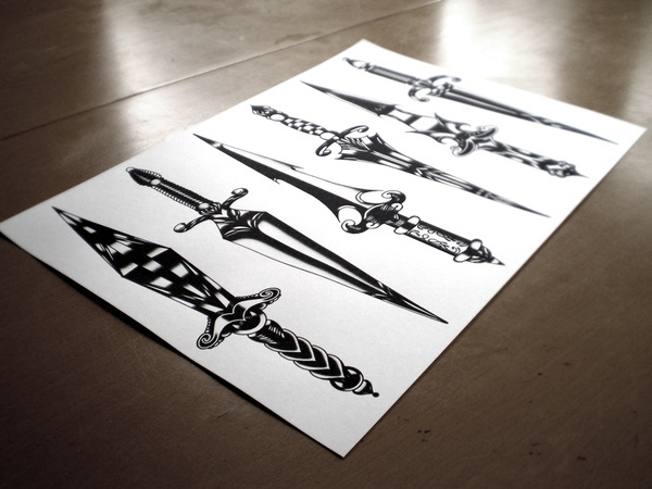 DAGGERS DAGGERS DAGGERS© 2012 Tom Gilmourhttp://www.tomgilmour.comhttps://www.facebook.com/tomgilmourillustration #dagger #illustration #tattoo