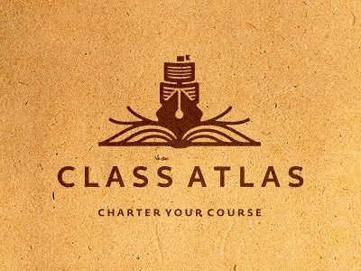 Dribbble - Class Atlas Logo Design (WIP) by Dalius Stuoka #branding #book #texture #ship #pen #logo