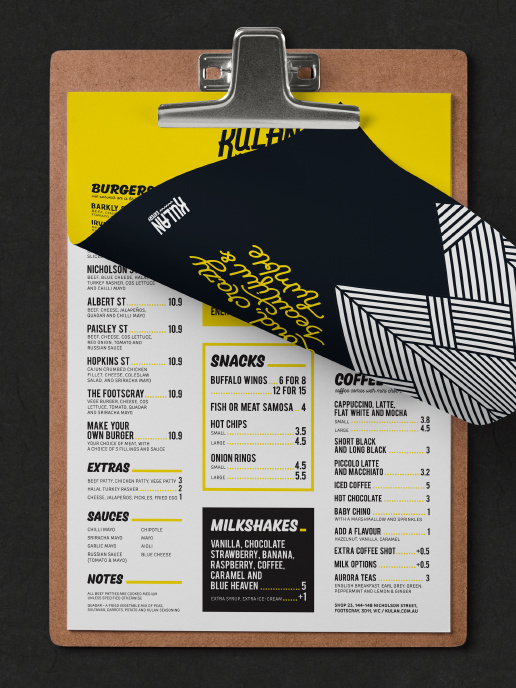 Kulan Eatery | African Burger Branding, Logo and Menu Design | Studio Marche