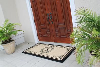 Estate Extra Thick And Durable Anti Shred Monogrammed Double Doormat - Create your own style with this decorative Border Coco Fiber Door Mat. Durable and beautiful, this mat keeps shoes clean to protect your floors from mud, dirt and grime. It is flexible, robust and durable. This mat provides exceptional brushing action on footwear with excellent water absorption. Specification - Monogrammed Double Doormat with (O-Letter). Product Dimensions - *36" x 72" x 1.5"