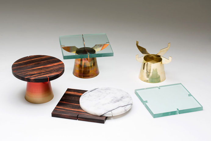 Craft combine plate material stool table copper gold marble beautiful design round object design inspiration modern best www.mindsparklemag.