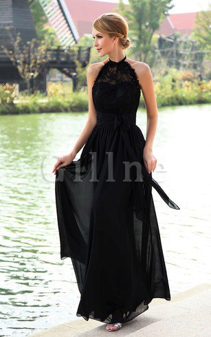 Abito da Sera Elegante con Fusciacca in Pizzo in Chiffon A Terra
