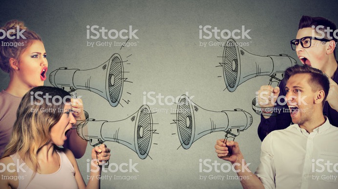 Quarrel between women and men - Royalty-free Debate Stock Photo