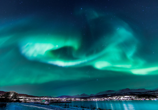 Aurora Borealis over Sørreisa, Norway. #green #borealis #blue #aurora