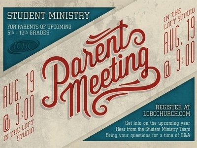 Dribbble - Parent Meeting by Adam Schweitzer #postcards #vintage #texture #typography