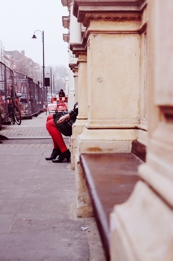 February in London #red #london #legs #digital #photography #street