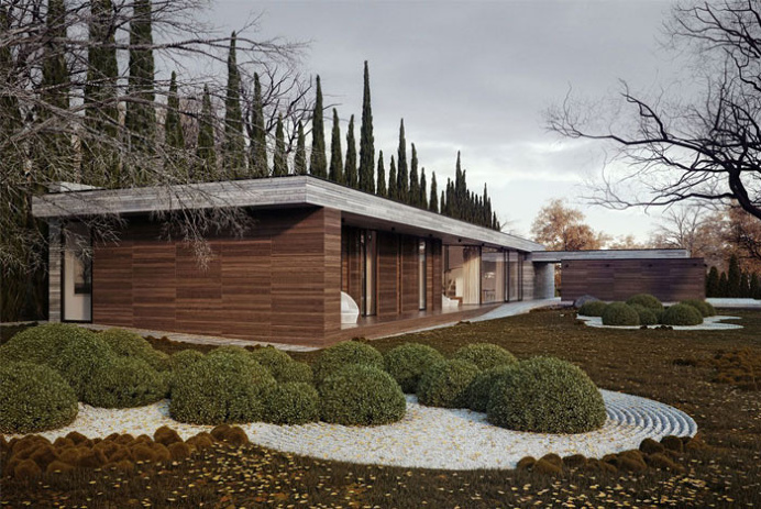 L-shaped House and Garden