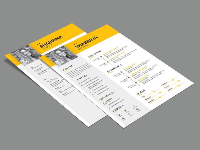 Shabrina Resume - Free Timeline Illustrator Resume Template for Job Seeker