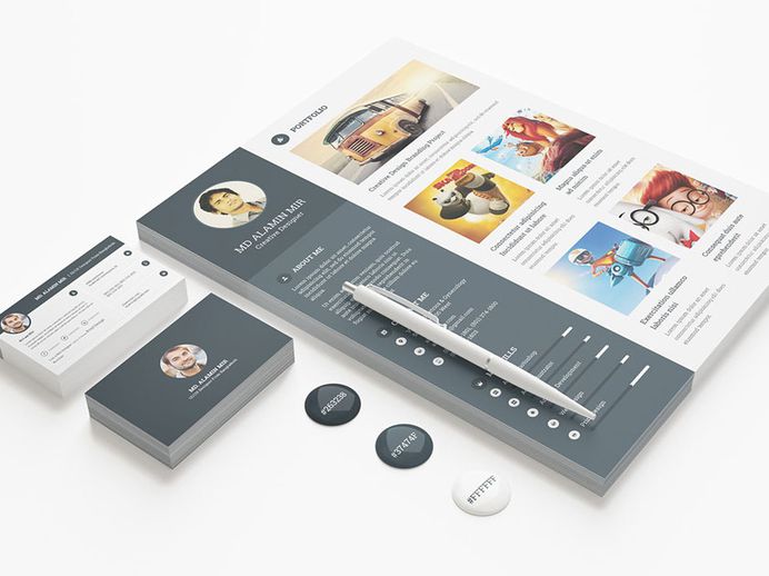 Free Complete Resume Template with Portfolio, Cover Letter and Business Card