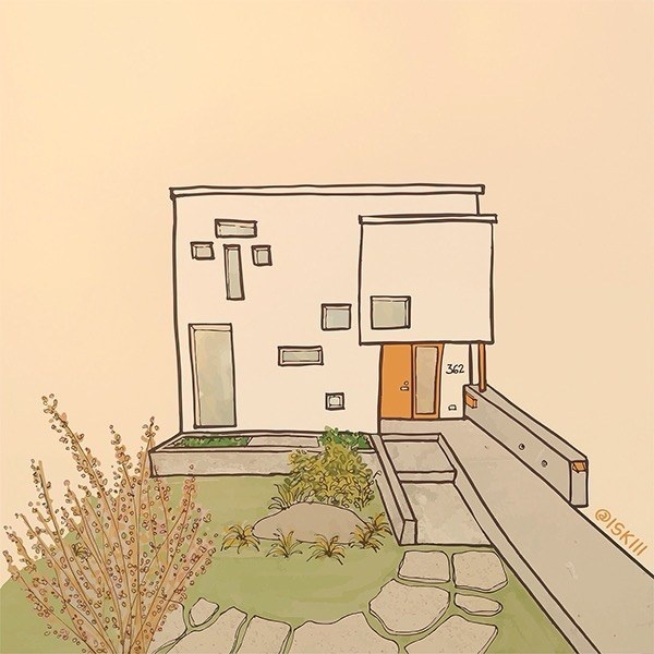 MADHouse ❑ illustration by @iSKiii #front #house #illustrator #design #home #sketchbook #contemporary #illustration #architecture #illo #yard #drawing