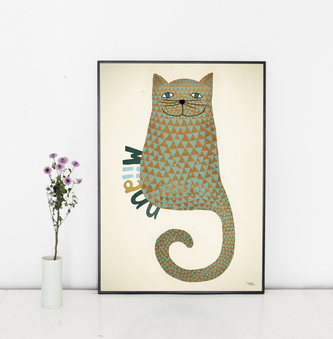 #nordic #design #graphic #illustration #danish #bright #simple #nordicliving #living #interior #kids #room #poster #paper #cat #miiauu