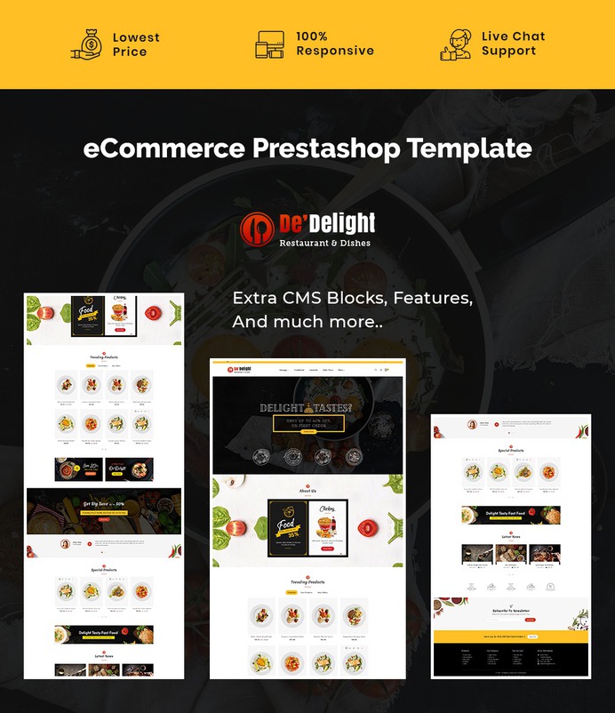 #Delight - #Restaurant #Food & #Dishes - #Prestashop #Responsive #Theme | #TemplateTrip #eCommerce #Website #Design #Template