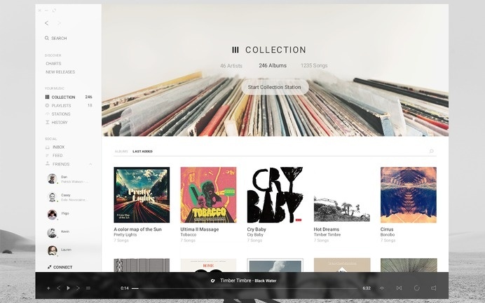 Tomahawk: A universal music player by Jordi Verdú #crossplatform #design #player #interface #clean #music #minimalist #gui