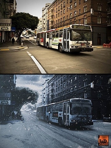 FFFFOUND! | summerWinter.jpg 542 × 722 Pixel #bus #city #summer #winter