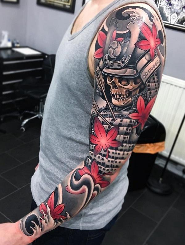 Sugar #skull wearing a helmet #tattoo on #arm