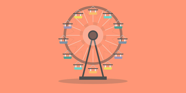 Ferris Wheel in the Desert #flat #vector #carnival #design #illustration