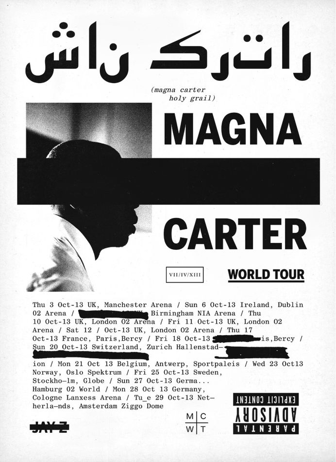 Graphic for JAY Z’s Magna Carter World Tour 2013 For WP&A