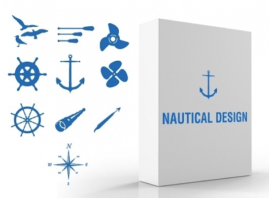 Nautical Vector Pack #ocean #vector #design #clean #illustration #sea #blue #anchor #nautical