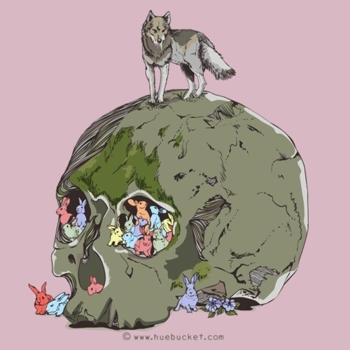 HUEBUCKET #hunt #fox #rock #color #skull #rabbit #death