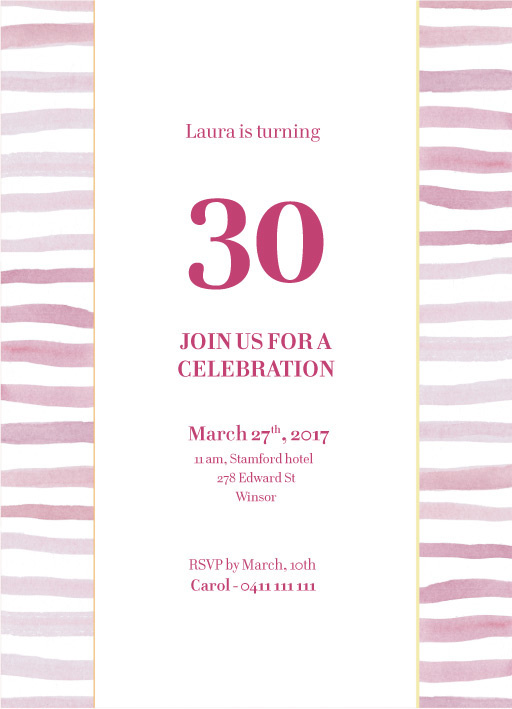 Pink Stripes Invite - Birthday Invitations #paperlust #birthday #invitation #birthdaycards #birthdayinvitation #design #digitalcards #foils