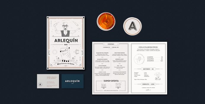 Branding Made by Gelpi Arlequín cocktail bar