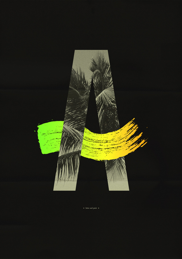 A, brushy #palm #image #masked #brushstroke #type #trees #typography