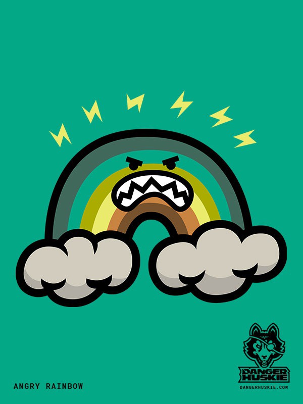 Angry rainbows would be pretty scary, aye? #angry #rainbow #vector #illustration #illustrator #storm #thunderstorm