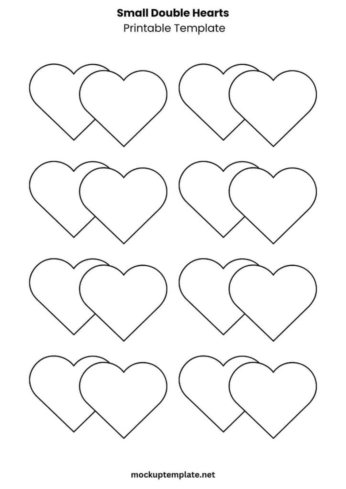 Small Double Hearts Printable Template