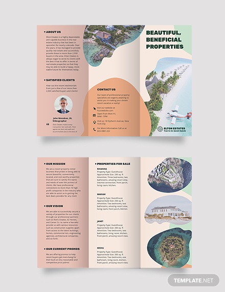 Resort Vacation Rental Tri-Fold Brochure Template