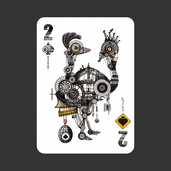 Spade 2 - Diego Mazzeo (ARG) - www.zeixs.com #illustration #chicken #machine #cards #poker #rooster #spades