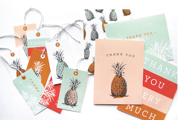 pineapple cards #tropical #you #stationary #card #thank #tags #pineapple