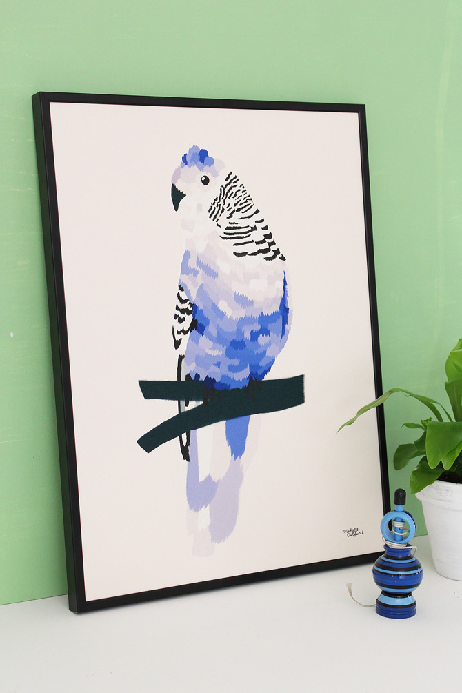 #nordic #design #graphic #illustration #danish #bright #simple #nordicliving #living #interior #kids #room #poster #bird #blue #feathers