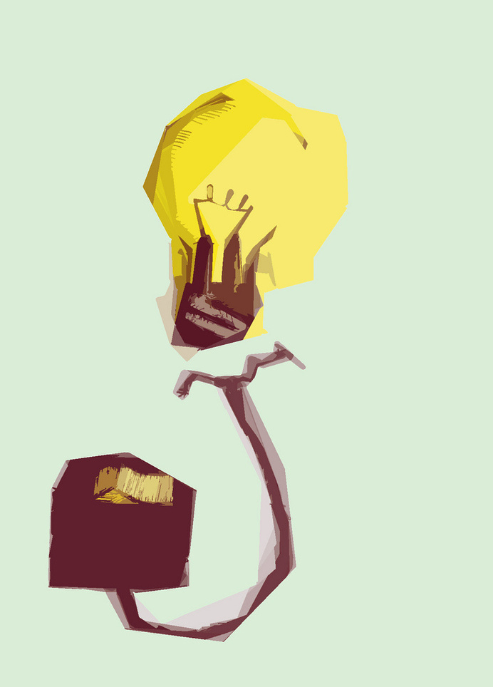 #illustration #lamp #yellow #green #design #squares