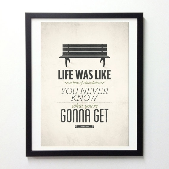 Forrest Gump Life quote poster Life was like a box by NeueGraphic #quote #print #neuegraphic #poster #art #typography